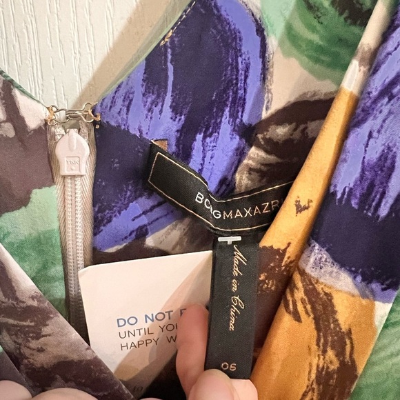 FINAL PRICE NWT BCBGMAXAZRIA Silk Multicolor Green Floral Drape Pleated Dress - Picture 8 of 10